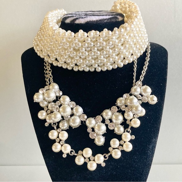 Elegant White cream faux Pearl lot Necklace bracelet earrings - Picture 4 of 8